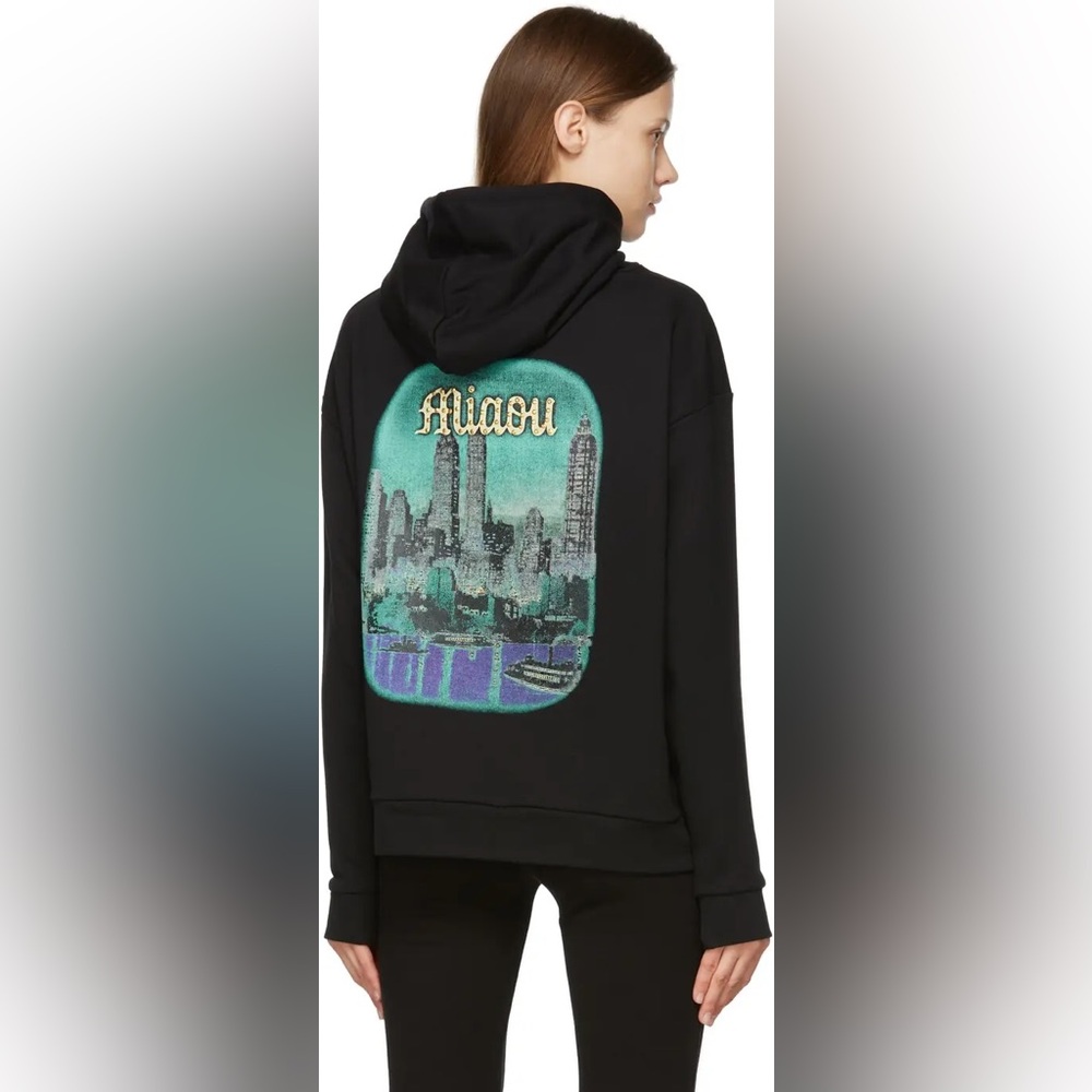 Miaou Black Shag Skyscraper Hoodie Size M Athleisure Travel Lounge Loungewear